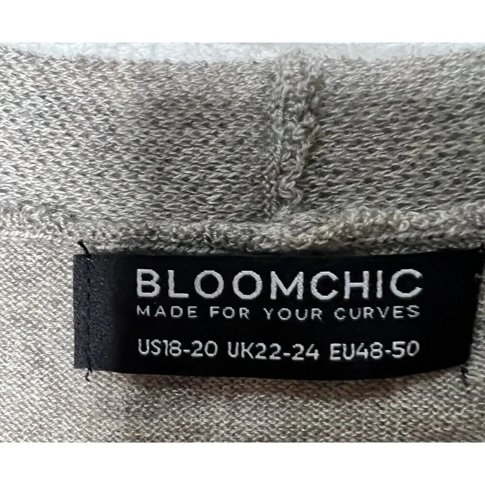 NEW Bloomchic Heather Gray 18-20 Button Up Sweater 3/4 Sleeve SOFT Stretch Long - Picture 4 of 5